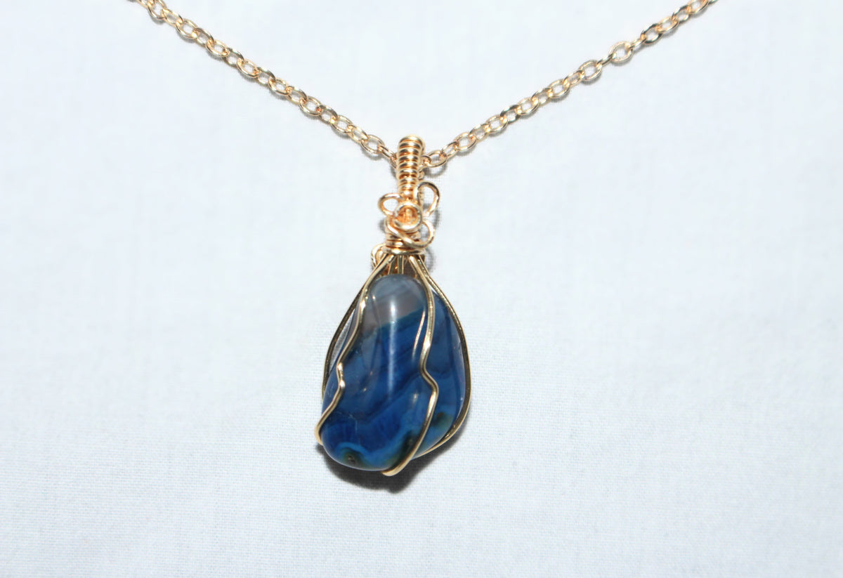 ☆ Dyed Agate wrapped necklace ☆